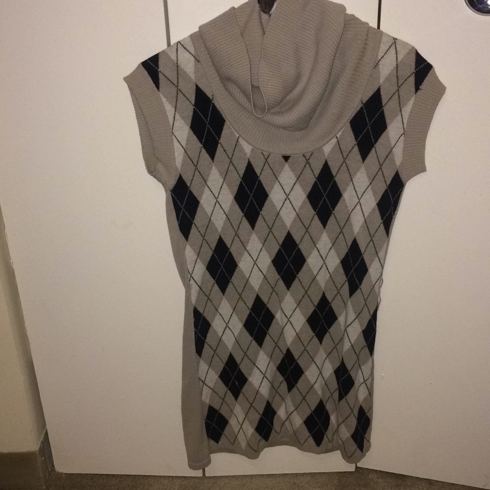 Argyle cowl neck sweater